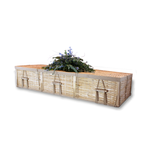 Four-Point Bamboo Casket Assembled - Includes Personalized Bamboo Plaque - Ground Shipping Included