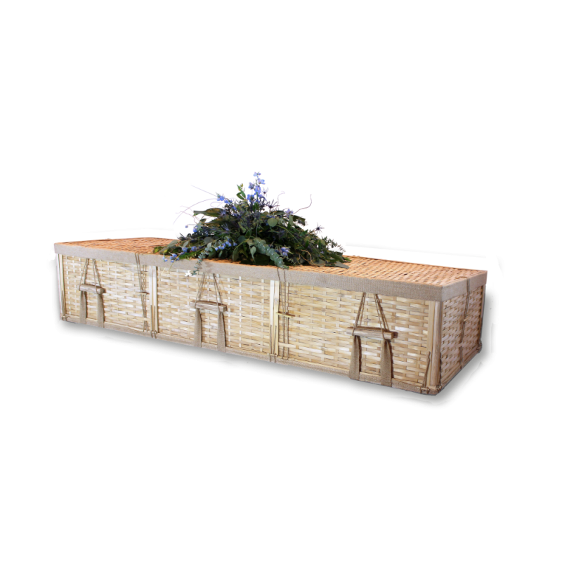 Four-Point Bamboo Casket Assembled - Includes Personalized Bamboo Plaque - Ground Shipping Included