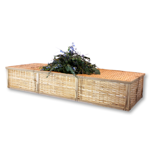 Simple Bamboo Burial or Cremation Container - Includes Personalized Bamboo Plaque - Ground Shipping Included